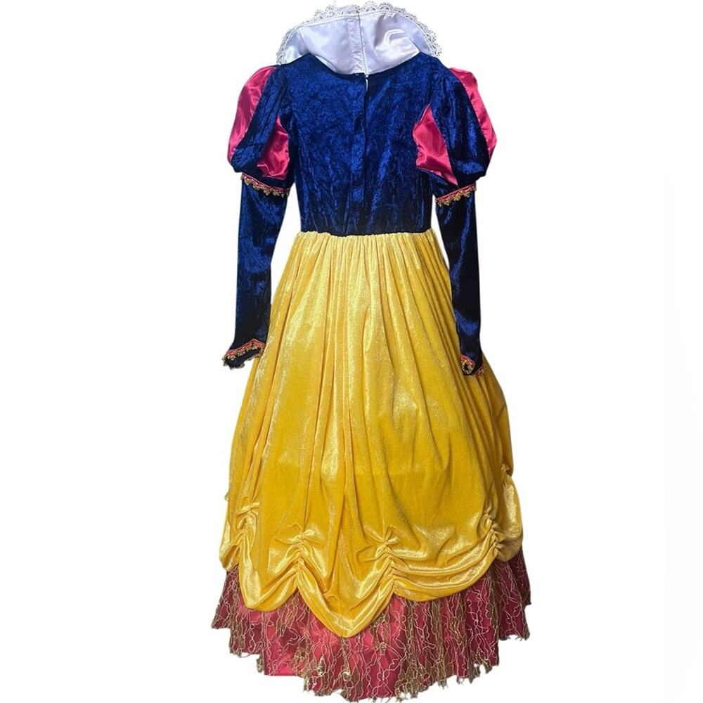Princess Costume Dress Up Snow White Velvet Blue Yellow Long Hoop Skirt Girl 7/8 - Picture 3 of 10